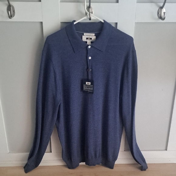 Joseph Abboud Navy Blue Merino Wool Polo - Picture 1 of 3